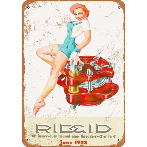 WallColor 8*12 Metal Sign 1953 Rigid Pipe Threaders Pinup Vintage Look