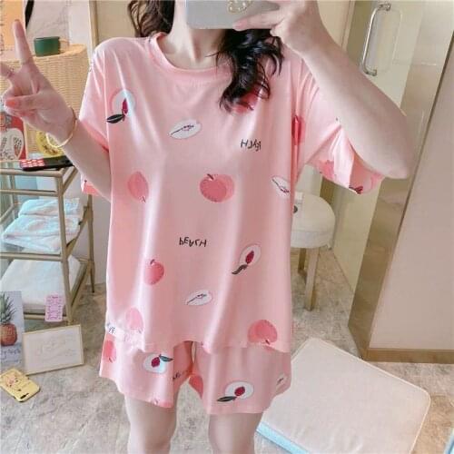 Female summer pajamas loose plus-size lovely students short sleeve shorts can be worn outside han edition leisurewear suit