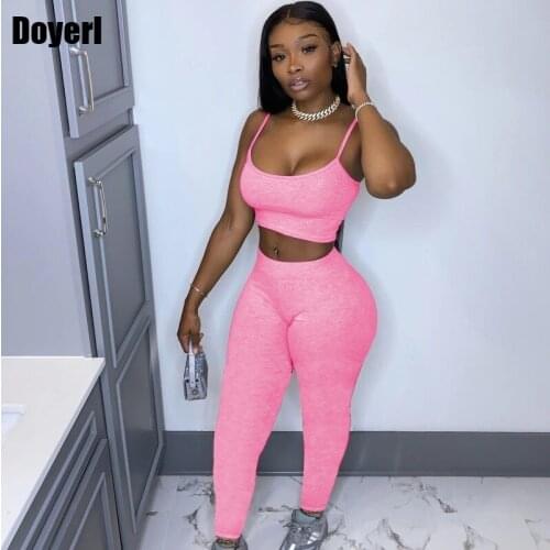 Casual Women Two Piece Set Sportwear Cro Top and Bodycon Pants Set for Women Sweat Suits Women Matching Sets Tracksuit Outfits