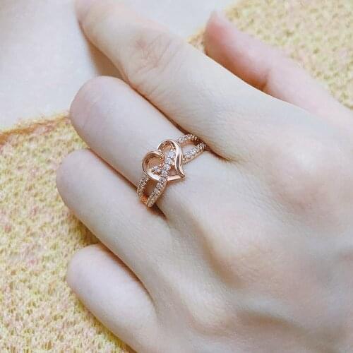 Finger Rings For Women Unique Hollow Out Zircon Rose Gold Silver Color Wedding Engagement Gifts Fashion Jewelry DZR026