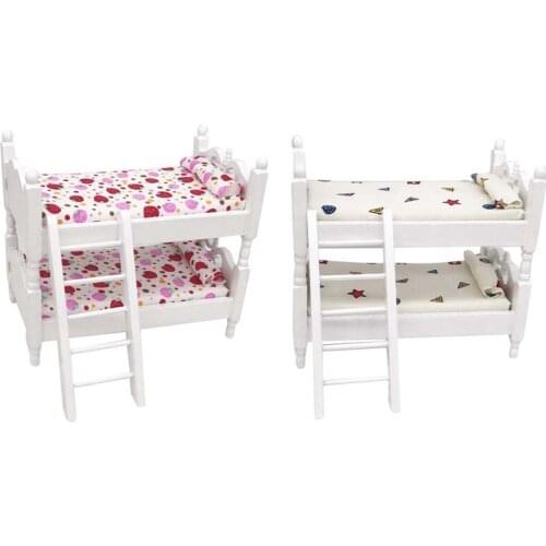 1:12 Dollhouse Miniature Kids Bedroom Furniture Bunk Bed 1:12 Doll House Decor Pretend Play Furniture Toy