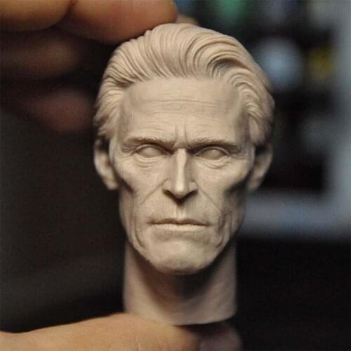 Unpainted 1/6 Willem Dafoe Head Sculpt Male Soldier Head Carving Model Fit 12'' Action Figure Body