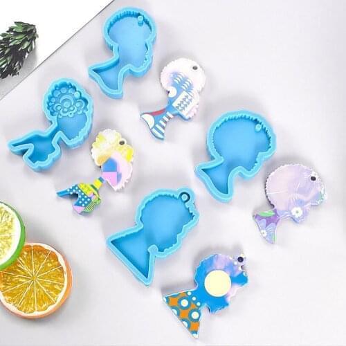 1pcs African Women Human Head Shape Silicone Mold Black Girl Boy Keychain Mold Chocolate Candy Mold DIY Epoxy Resin Craft Mold