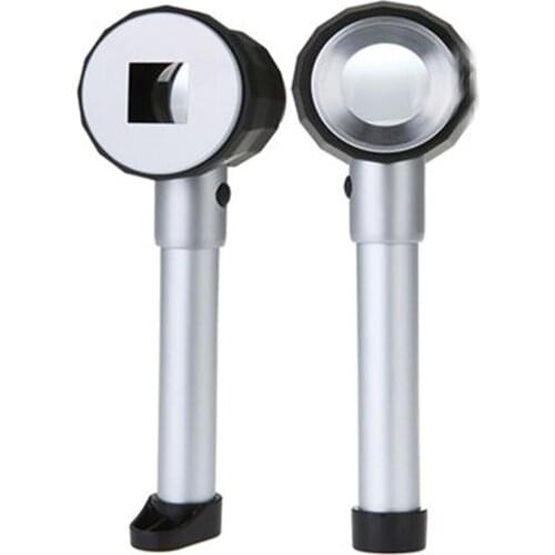 10pcs/lot 10X Handheld LED Optical Glass Jewelry Magnifier Lens Magnifying Loupe Measure Scale