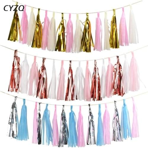 15pcs 35cm Colorful Tissue Paper Tassels Garland Wedding Decoration Hanging Banners Baby Shower for Kids Birthday Party Favors