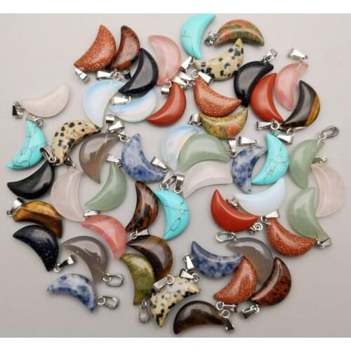 2018 charms natural stone crescent moon shape fashion assorted pendants for DIY jewelry making Wholesale 50pcs/lot free shipping