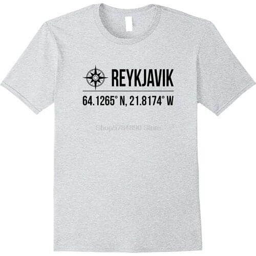 2019 Fashion Men T shirt Reykjavik Iceland Coordinates T Shirt