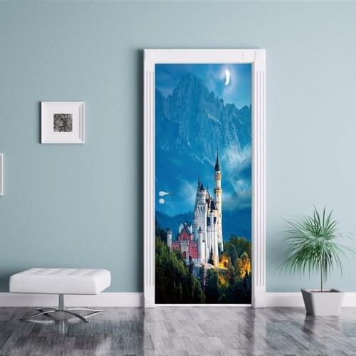 3D Effec Art Doors sticker Scenery Oil Painting Door Bedroom Living Room Corridor PVC Wall Stickers Door Decorative
