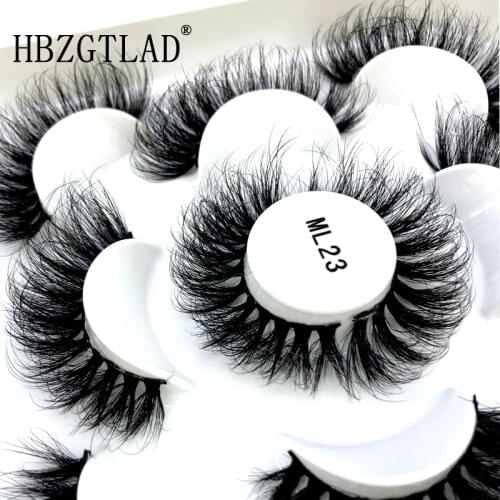 5 Pairs mink eyelashes 25mm lashes fluffy messy 3D mink lashes wholesale, 5 pairs natural Long Thick false eyelashes extension