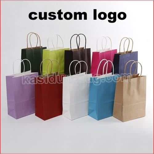 500cs/lot) Custom logo paper gift bag with handles