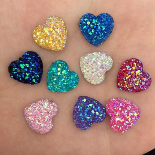 AB Resin 200PCS 12mm Bling Sweet Heart Flatback Scrapbooking for Phone/Wedding Diy Craft D50A*5
