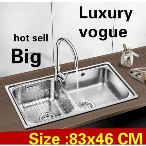Free shipping Apartment kitchen double groove sink do the dishes high quality 304 stainless steel big hot sell 830x460 MM