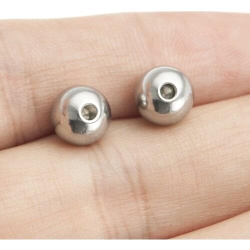 Risul 50 units HALF drilled to use as end cap ball 6/8mm DIY ball stainless steel steel color jewelry findings bead