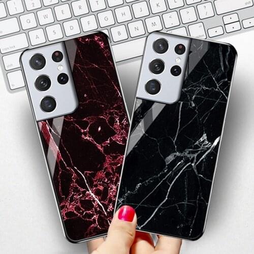 S21 Ultra Case Luxury Marble Tempered Glass Bumper Samsung Galaxy S20 FE S10 Plus Lite S10e M51 A51 A71 A12 A20e A02S S 21 Cover