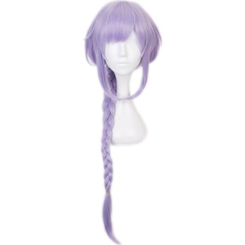 Genshin Impact QIQI Cryo Cosplay Wigs Long Light Purple Braided Wigs Heat Resistant Synthetic Hair Halloween Party Role Play