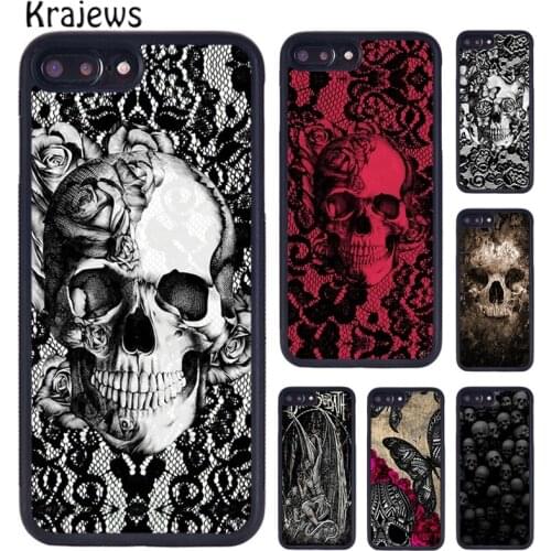 Krajews Gothic Dark Skull phone Case For iPhone 5 6S 7 8 Plus 11 12 Pro X XR XS Max Samsung Galaxy S6 S7 S8 S9 S10 plus