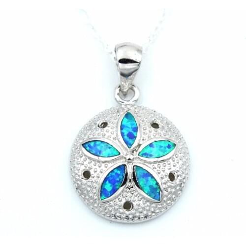 Classical Sand Dollar Blue Fire Opal Necklace