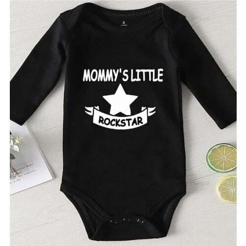 Baby Clothes Print Mommys Little Rock Star One Piece Toddler Jumpsuits Winter Bodysuit for Babies Newborn Girl Outfit