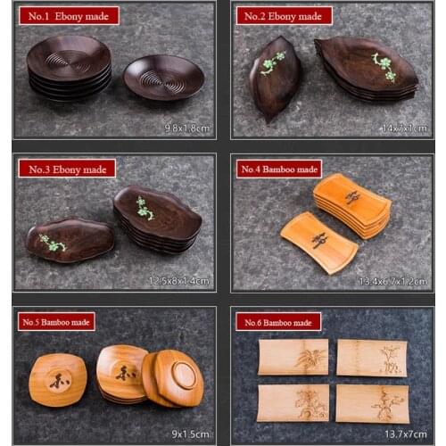 "KingTeaMall" Ebony / Bamboo Tea Cup Mat (No.1-No.5 "6pcs/set." No.6 "4pcs/set" for Chinese Gongfu Cha, Teawares Teasets Gifts