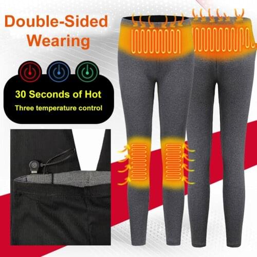 Autumn Winter Intelligent USB Heated Pants Women Men Rechargeable Hiking Pants Leggings Slim Warm Ski Heating Pants