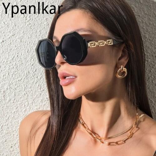 Fashion Polygon Oversize Womens Sunglasses Luxury Lady Sun Glasses Vintage Alloy Frame Design Shades UV400 Eyewear