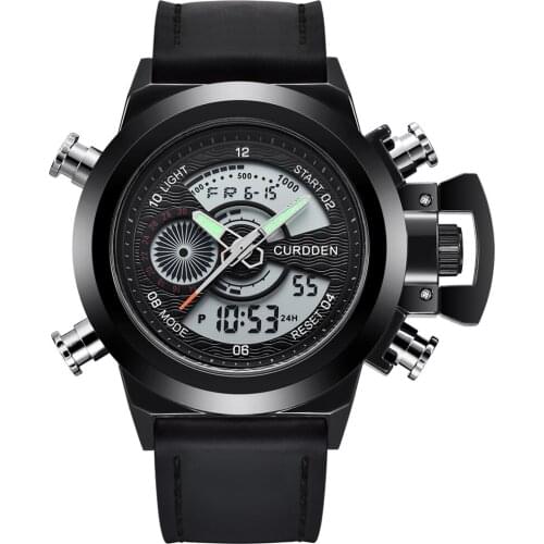 Mens Leather Sports Watches Quartz LED Digital Clock Waterproof Wrist Watch часы мужские relogio masculino reloj hombre