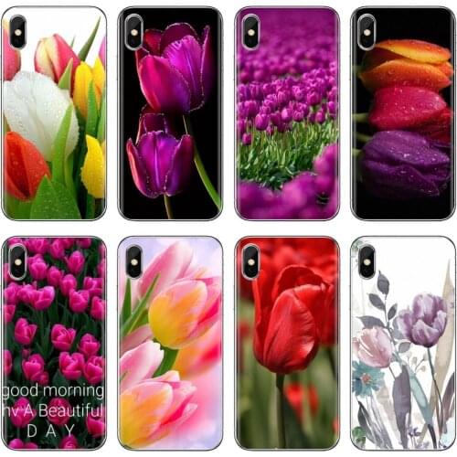 For Samsung Galaxy A10 A30 A40 A50 A60 A70 a12 a31 a41 a51 a71 a20e a21s M30 Soft Case Housing Blue Spring Colorful Tulips