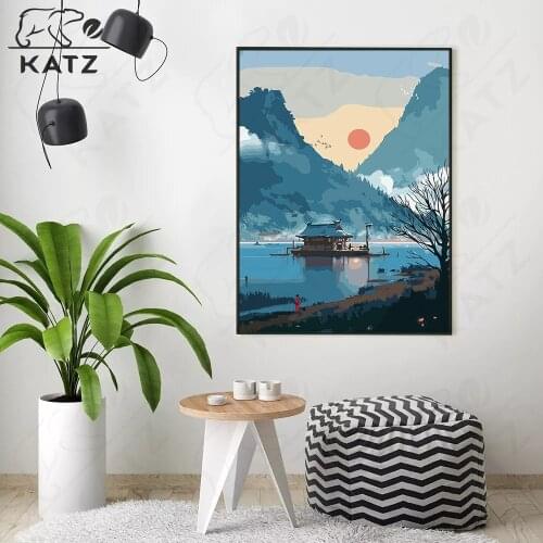 Landscape Diamond Painting Kit Landscape Sunset Oil Painting Embroidery Crossing Diy Mosaic Gift Cross Stitch Home Decoration