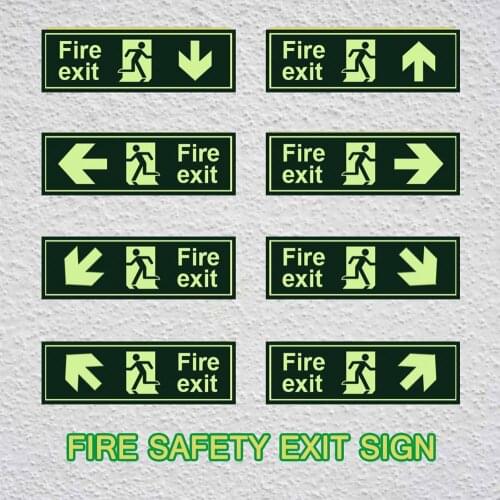 Exit Sign Sticker Self Adhisive Luminous PVC High Visibility Secure Guidance Sticker for Restaurant