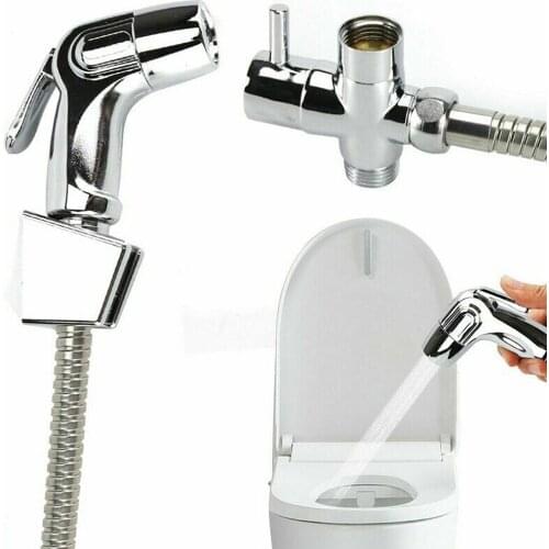 Bathroom Shower Head Stainless Steel Water Spray Head Bidet Handheld Toilet BidetBathroom Toilet T-Adapter Hose Kit