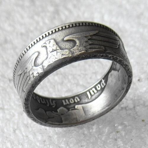 Germany Silver Coin Ring 5 MARK Silver Plated Handmade In Sizes 7-12