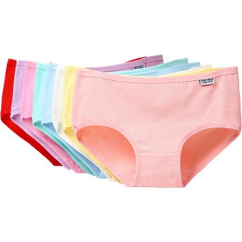 Womens Underwear Womens Cotton Students Best-selling Pure Color Candy Hip Lifting And Ventilating Briefs 10PCS/LOT