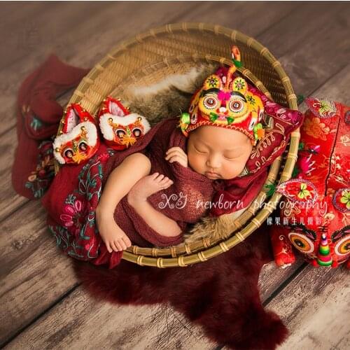 Newborn Photography Props Weaving Bamboo Baskets Baby Photo Bed Posing Props Photo Shoot Accessories Full-moon Baby Cany Beds