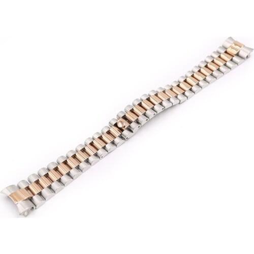 Rolamy 21mm 316L Stainless Steel Solid Curved End Screw Links Replacement Wrist Watch Band Bracelet Strap For Rolex President