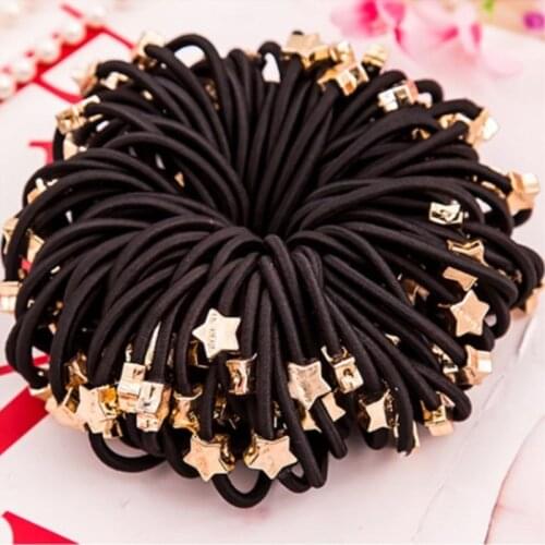 10Pcs Simple Black Headband Flower Heart Bow Hair Accessories for Women Girl Elastic Hair Bands Ponytail Holder Rubber Band Gum