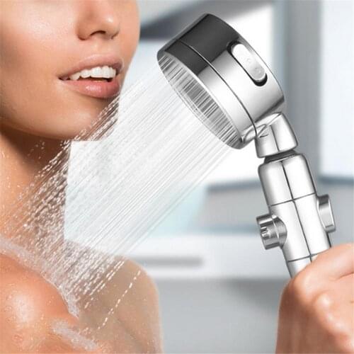 Handheld High Pressure Shower Head Round Water Saving Shower Filter Bathroom Rainfall Water Spray Nozzle With Water Stop Switch