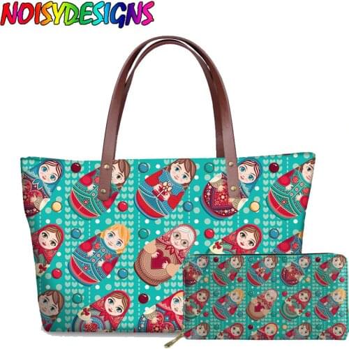 NOISYDESIGNS Russian Doll Matryoshka Printing Women Handbags Tote Shoulder Bags for Ladies Bags Handbags Women Sac a Main Custom