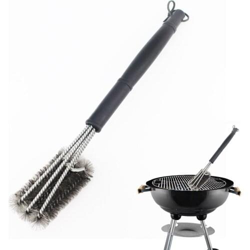 Grill Brush BBQ,18" BBQ Grill Cleaning Brush - Stainless Steel Wire Bristles 3-In-1 Cleaning Brushes Effortless Cleaning Tool