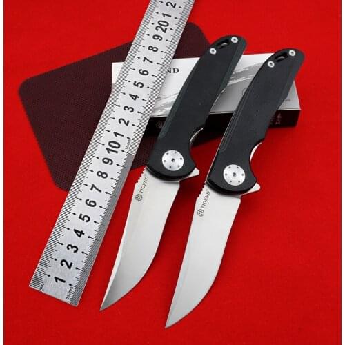 TIGEND Folding Knife D2 Steel Blade Ball Bearing G10 Handle Pocket Knives Hunting Survival EDC Tool Self Defense Weapons CF1011