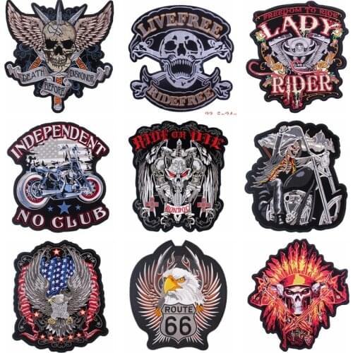 Punk Rock Big Patches On Clothes Jackets Back Embroidered Patches For Clothes Hippie Biker Patch Applique Stripes Large Badge