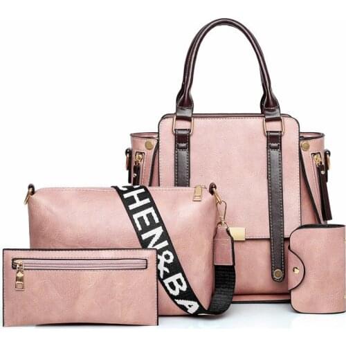 2021 Fashion Designer Women PU Leather Handbags Large Capacity Ladies Shoulder Bag New Casual 4 Pieces Set Female Crossbody Bag