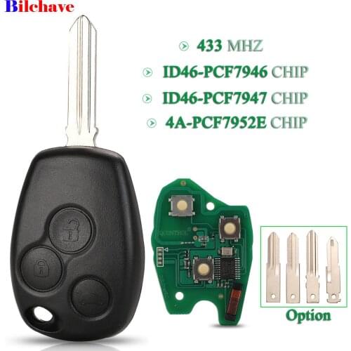 Bilchave 3 Buttons For Renault Trafic Vivaro Primastar Movano Dacia Fob PCF7946 7947 7952E Chip 434MHz Smart Remote Car Key