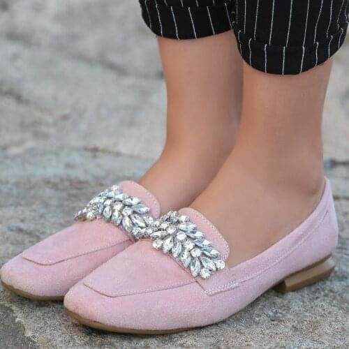 Tonar Satia Powder Suede Cubic Zirconia Women Ballerina Shoes Spring Summer New Season Casual Cool Casual Style Elegant Summer
