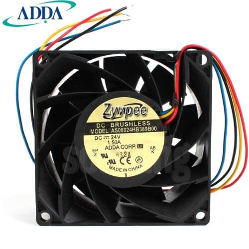 Zyvpee/ADDA 8038 AS08024HB389B00 24V 1.5A 4 wires PWM 8CM case fan for inverter converter