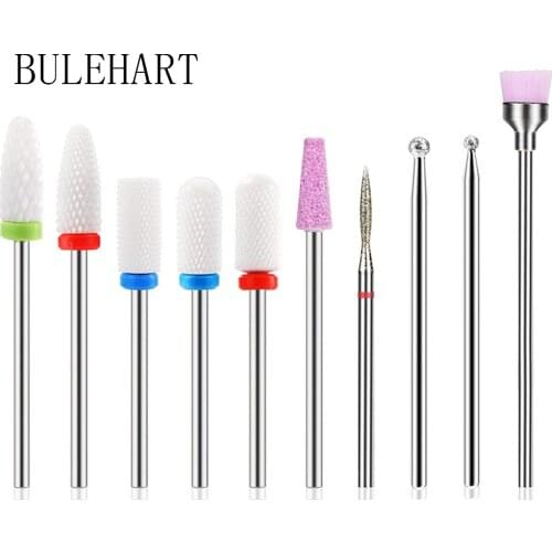 Milling Cutter For Manicure Set 10 Pcs Ceramic Electric Drill Manicure Nail Drill Bits Removing Gel Varnish Tool