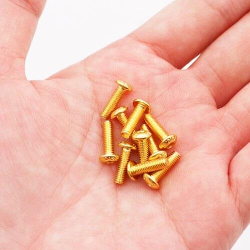 20Pcs M2 M2.5 M3 M4 M5 Countersunk Flat Head Hex Hexagon Socket Screws Alloy Steel Titanium Plating Gold Screw Length 4-35mm