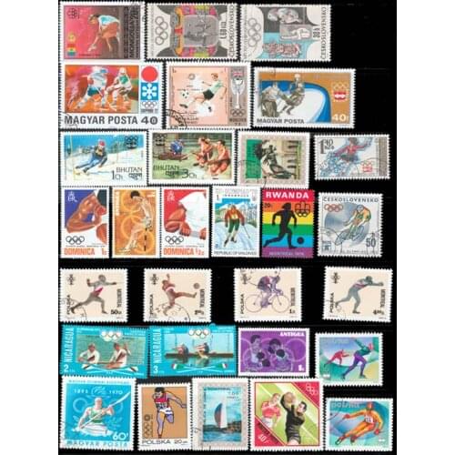 29 PCS/ Lot All Different Topic Sports Unused Postage Stamps With Post Mark For Collection