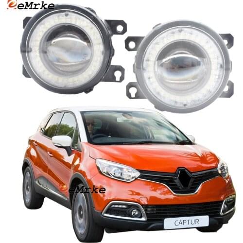 2x Car Lens LED Fog Lights Angel Eye DRL Daytime Running Light Lamp for Renault Captur (J5/H5) 2013 2014 2015 2016