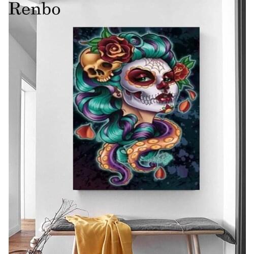 5D Daimond Painting octopus skull Abstract woman Diy full drill square Rhinestone picture Mosaic Diamant Embroidery Home decor