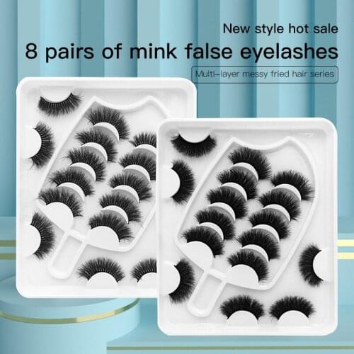 8 Pairs Of Deep-fried False Eyelashes With Multi-layer Thick Mink Ice Cream Lashes 3D Natural False Lashes Makeup TSLM1